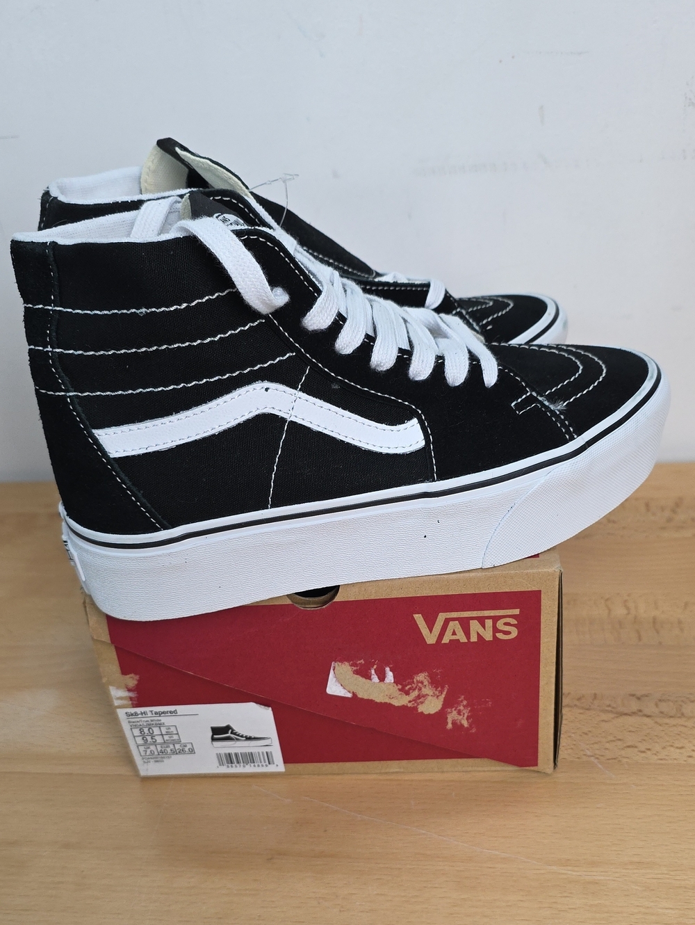 Vans Black & White Sk8-Hi Platform Sneakers Women 9.5 Men 8
